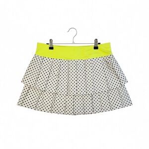 Jofit White Polka Dot Skirt with Yellow Waistband